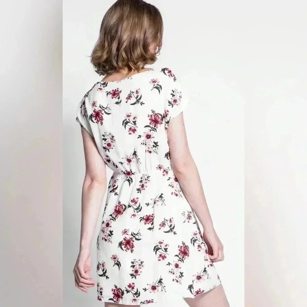 ❤️ 🆕 New Glory Women’s Cinched-Waist Quarter Zip White & Red Dress ❤️Size 2X